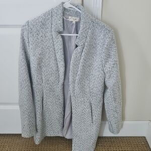 entro Gray and White Herringbone Blazer Jacket